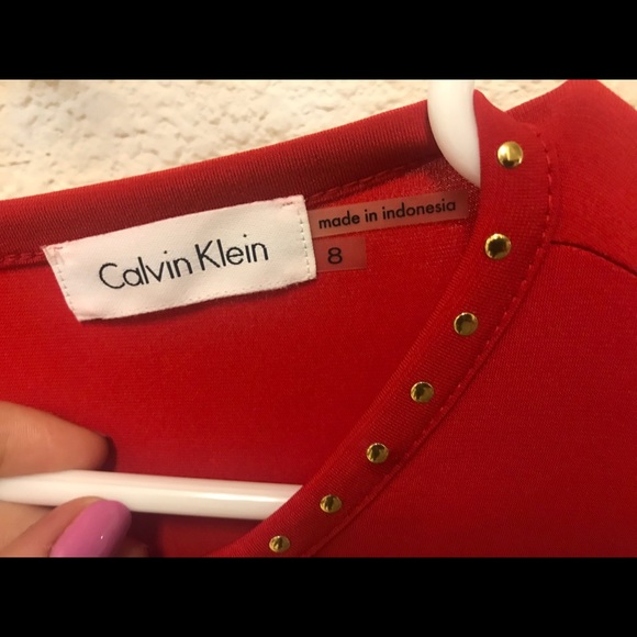 Calvin Klein red polyester holiday Dress! - Picture 4 of 4